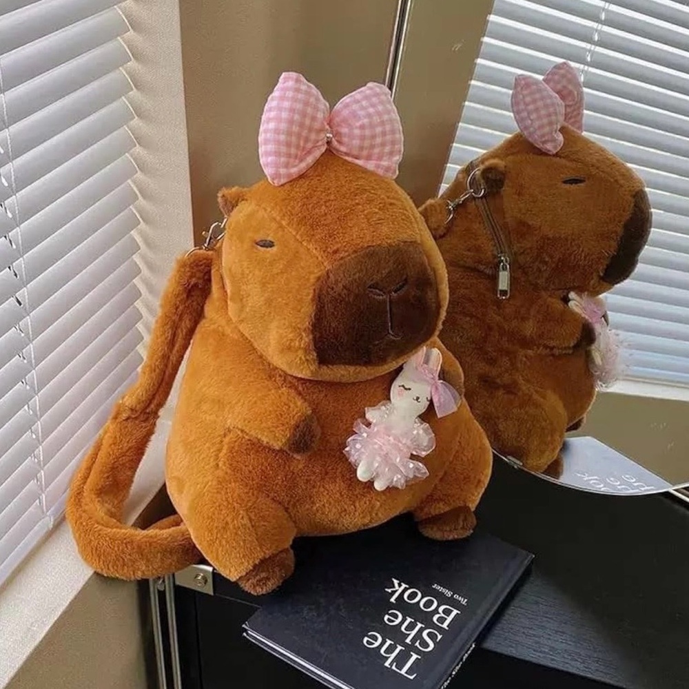 Kawaii Adorable 3D CAPYBARA Novelty Plushie Stuffed Animal Cute Backpack - Picture 5 of 6